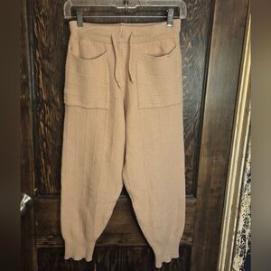 Carly Jean Los Angeles 'Hannah' Tan Waffle Knit Joggers Sz L